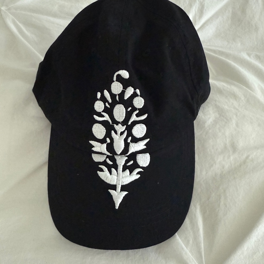FP Movement by Free People Black Cap with White Floral Design